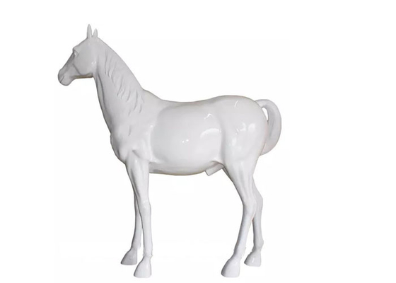 Modern White Horse Outdoor Fiberglass Sculpture Painted Life Size