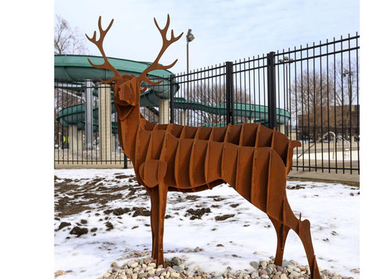 Contemporary Corten Steel Outdoor Deer Sculpture