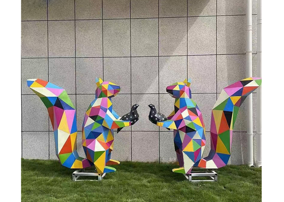 Καλή τιμή. Σύγχρονη διακόσμηση κήπου Πολυχρωματικό γλυπτό σκίουρου από ανοξείδωτο χάλυβα σε απευθείας σύνδεση