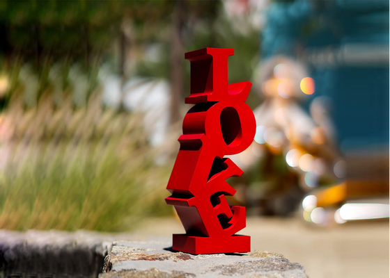 Καλή τιμή. Μεγάλο διακοσμητικό τοπίο Κόκκινο ανθεκτικό ατσάλι Αγάπη γλυπτό σε απευθείας σύνδεση