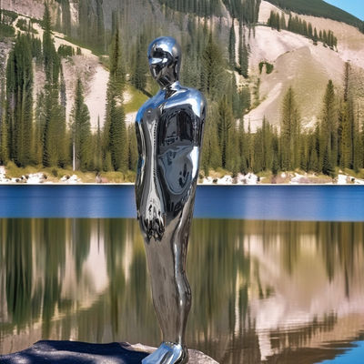 Καλή τιμή. Προσαρμοσμένο σύγχρονο αφηρημένο άνθρωπο Ατσάλι γλυπτό σε φυσικό μέγεθος Καθρέφτης γυαλιστερή μεταλλική τέχνη σε απευθείας σύνδεση