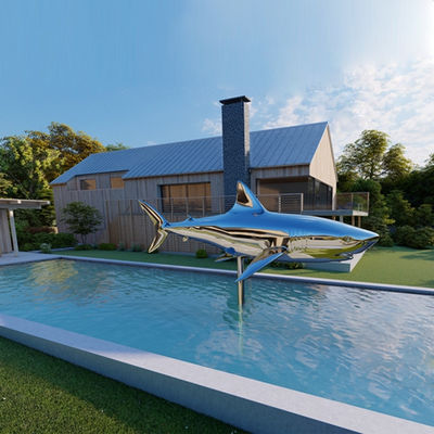 Καλή τιμή. Διακόσμηση υπαίθριας πισίνας Ατσάλι από ανοξείδωτο χάλυβα Γλυπτό καρχαρία σε απευθείας σύνδεση