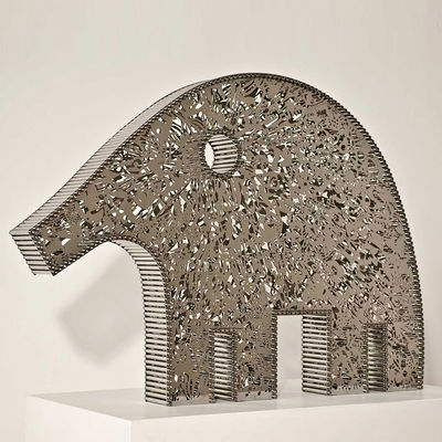 Καλή τιμή. Μεταλλικό άγαλμα ελεφάντου λουλουδιού ἀπό ανοξείδωτο χάλυβα Αφηρημένη τέχνη ζώων για εσωτερικούς/εξωτερικούς χώρους σε απευθείας σύνδεση