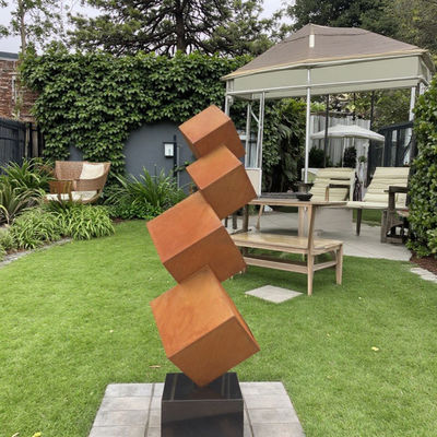 Καλή τιμή. Modern Outdoor Garden Decorative Rusted Corten Steel Tiered Cube Sculpture σε απευθείας σύνδεση