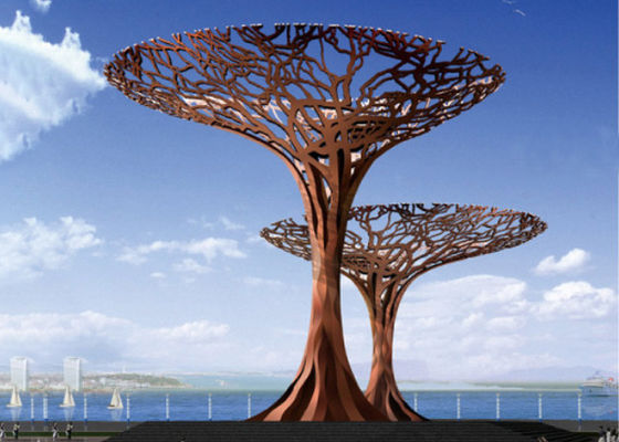 Καλή τιμή. Αστικό τοπίων σκουριασμένο κήπων γλυπτό δέντρων δράκων μετάλλων γλυπτών υπαίθριο σε απευθείας σύνδεση