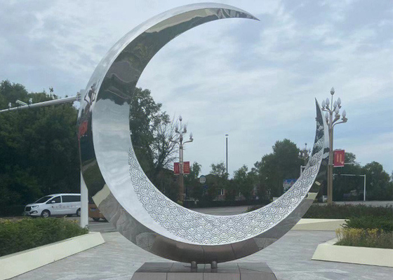Καλή τιμή. Σύγχρονο γλυπτό φεγγαριών ανοξείδωτου τέχνης μετάλλων κήπων μεγέθους συνήθειας σε απευθείας σύνδεση
