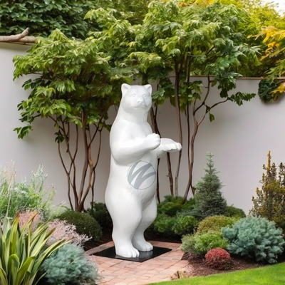 Καλή τιμή. Large White Standing Bear Sculpture (2M Height) - Durable FRP Outdoor Decorative Art σε απευθείας σύνδεση