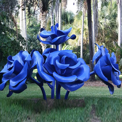 Καλή τιμή. Large Modern Garden Decorative Public Art Painted Stainless Steel Flower Rose Sculpture σε απευθείας σύνδεση