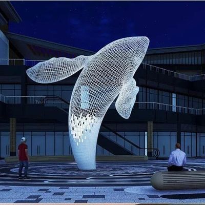 Custom Public Outdoor Modern Decorative Steel Sculpture Metal Statue Huge White Whale