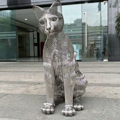Καλή τιμή. Modern Art Cat Animal Decorative Metal Stainless Steel Sculpture Outdoor Large Statue Factory σε απευθείας σύνδεση