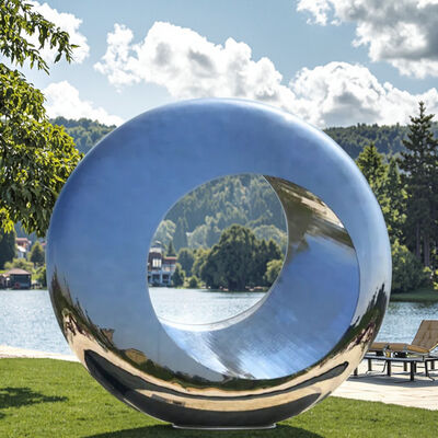 Καλή τιμή. Giant Urban Modern Landscape Mirror Polished Stainless Steel Ring Sculpture City Public Art Installation σε απευθείας σύνδεση