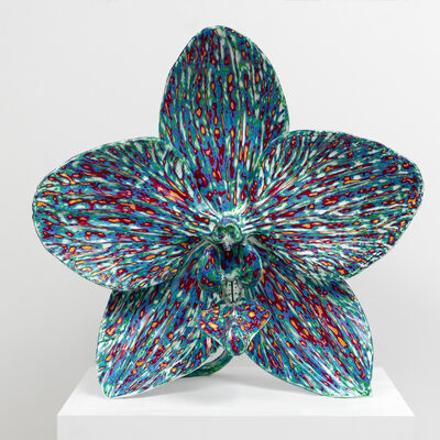 3D εξωτερικό από ανοξείδωτο χάλυβα Λαϊκή τέχνη Λουλούδια ζωγραφισμένα γλυπτά