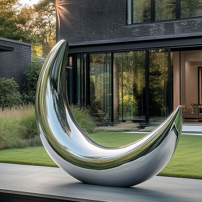 Modern Garden Decoration Stainless Steel Polished Moon Sculpture