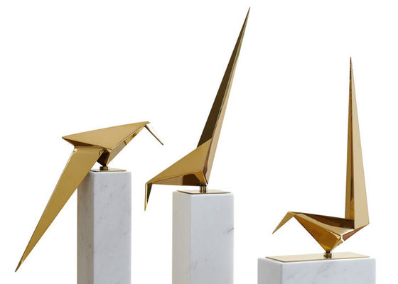 Καλή τιμή. Γυαλισμένο γλυπτό γερανών Origami ανοξείδωτου για την εσωτερική διακόσμηση σε απευθείας σύνδεση